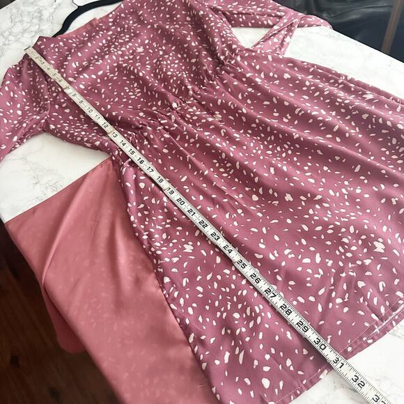 Vici Collection Mauve Dot Faux Wrap Side Tie Mini Dress women’s size small NEW - Picture 11 of 13